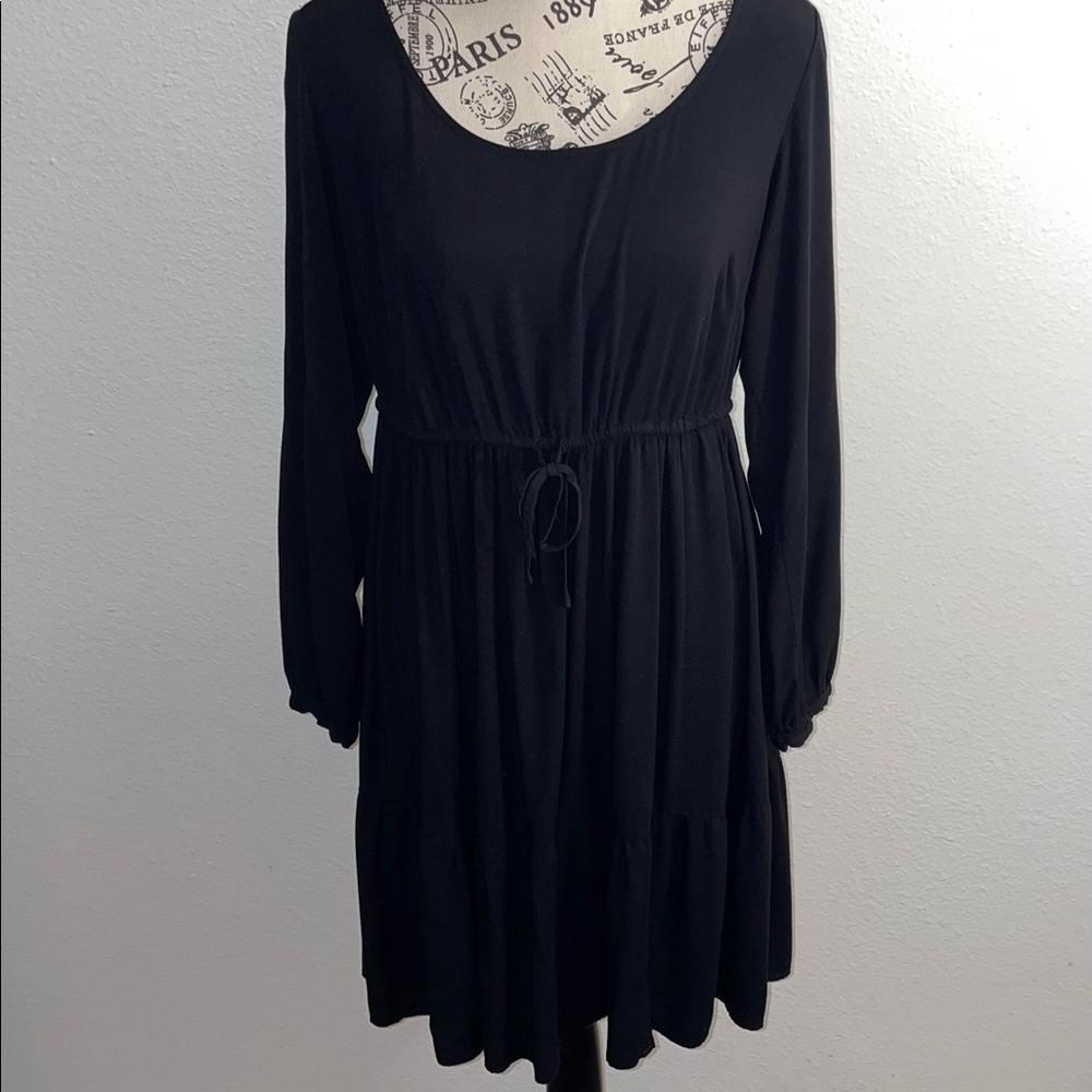 Torrid Dress Tie Waist 3/4 Sleeve Black EUC